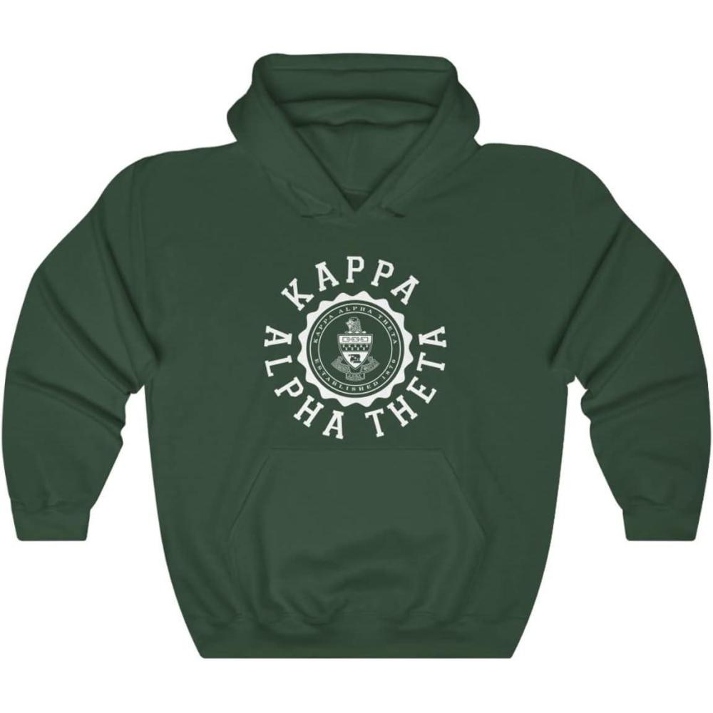 imageKappa Alpha Theta Unisex College Seal HoodieForest Green