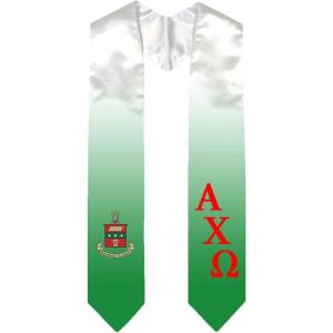 Greekgear Alpha Chi Omega Extra Fancy Diagonal Greek Graduation Stole W Crest
