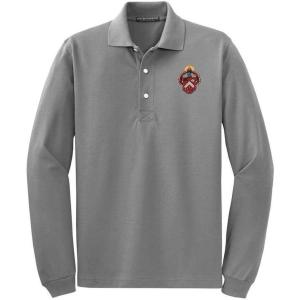 Greekgear Triangle Fraternity Patch Long Sleeve Polo(Cool Grey)