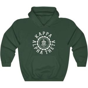 Kappa Alpha Theta Unisex College Seal Hoodie(Forest Green)
