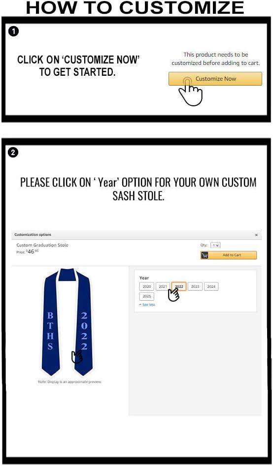 imageGreekgear Custom High School Graduation StoleRoyal WWhite Trim