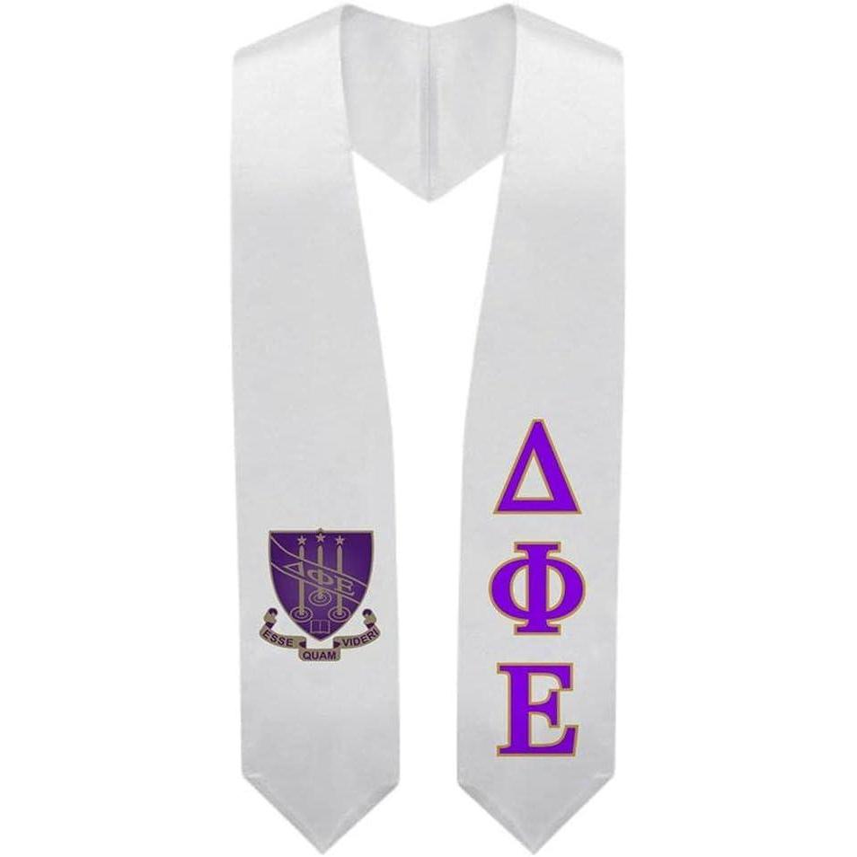 imageGreekgear Delta Phi Epsilon DPHIE Super Crest Shield Graduation Stole