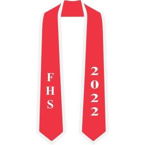 Greekgear Custom High School Graduation Stole(Red W/White Trim)