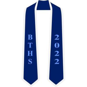 Greekgear Custom High School Graduation Stole(Royal W/White Trim)