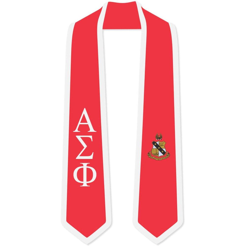 imageAlpha Sigma Phi Greek 2 Tone Lettered Graduation Sash StoleRed WWhite Trim