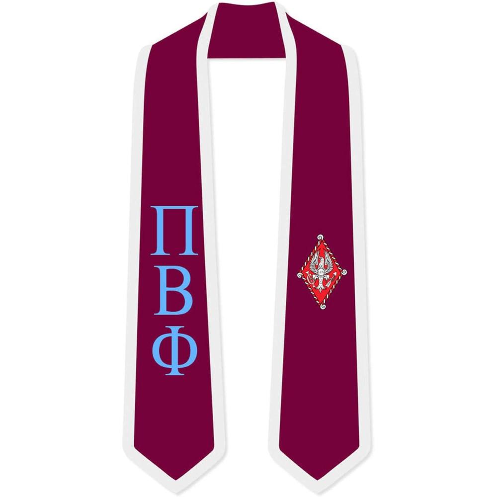 imagePi Beta Phi Greek 2 Tone Lettered Graduation Sash StoleMaroon WWhite Trim