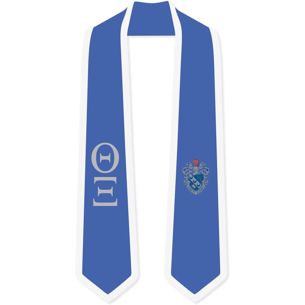 imageTheta Xi Greek 2 Tone Lettered Graduation Sash StoleLight Blue WWhite Trim