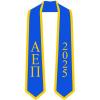 Custom Alpha Epsilon Pi Greek 2 Tone Lettered Graduation Sash Stole w/Year(Royal W/Athletic Gold Trim)