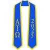 Custom Alpha Tau Omega Greek 2 Tone Lettered Graduation Sash Stole w/Year(Royal W/Athletic Gold Trim)