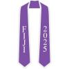 Custom FIJI Greek 2 Tone Lettered Graduation Sash Stole w/Year(Purple W/White Trim)