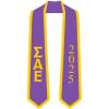 Custom Sigma Alpha Epsilon Greek 2 Tone Lettered Graduation Sash Stole w/Year(Purple W/Athletic Gold Trim)