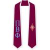 Pi Beta Phi Greek 2 Tone Lettered Graduation Sash Stole(Maroon W/White Trim)