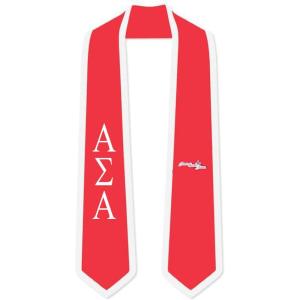 Alpha Sigma Alpha ASA Greek 2 Tone Lettered Graduation Sash Stole(Red W/White Trim)