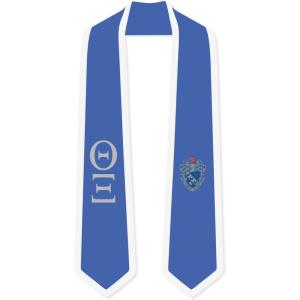 Theta Xi Greek 2 Tone Lettered Graduation Sash Stole(Light Blue W/White Trim)