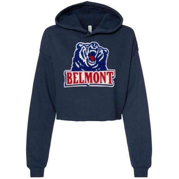 imageBelmont University Cropped Chenille Bear Bella Canvas HoodieNavy