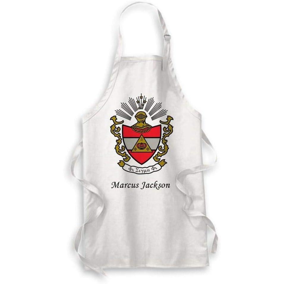 imageGreekgear Phi Sigma Phi Apron White wBlack Imprint Color