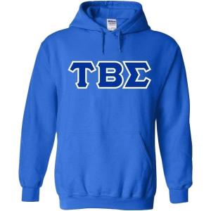 Greekgear Tau Beta Sigma Sewn Lettered Hooded Sweatshirts(Royal Blue)