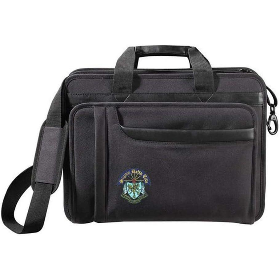 imageGreekgear Sigma Delta Tau Crest  Shield Briefcase Attache BlackBlack