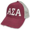 Alpha Sigma Alpha ASA Distressed Trucker Hat(Burgundy/ Tan)
