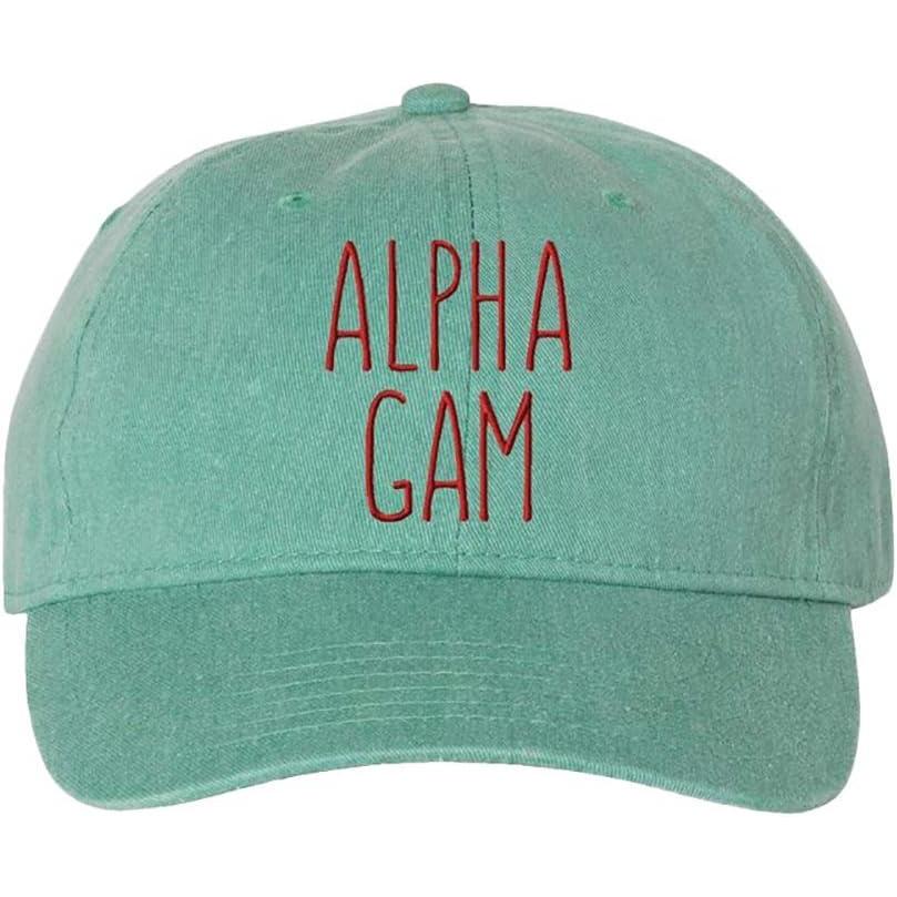 imageAlpha Gamma Delta Mod Pigment Dyed Baseball CapSeafoam WMaroon Thread Color
