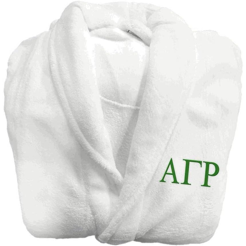 imageGreekgear Alpha Gamma Rho Fraternity Lettered Bathrobe WhiteWhite