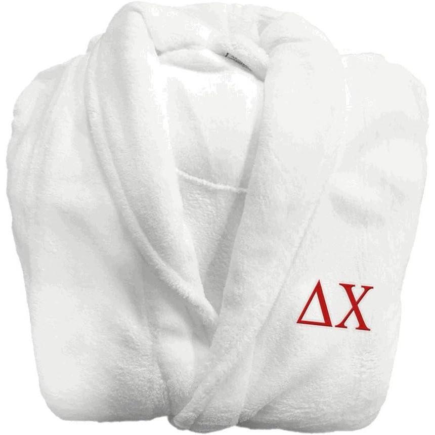 imageGreekgear Delta Chi Fraternity Lettered Bathrobe WhiteWhite