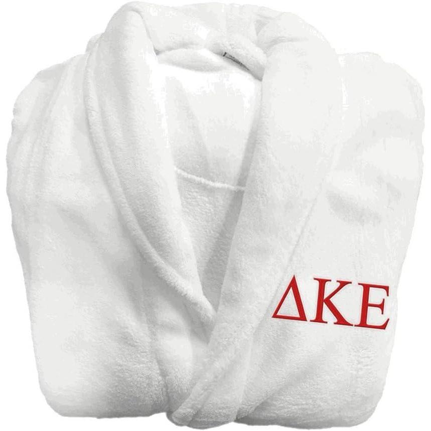 imageGreekgear Delta Kappa Epsilon DKE Fraternity Lettered Bathrobe White