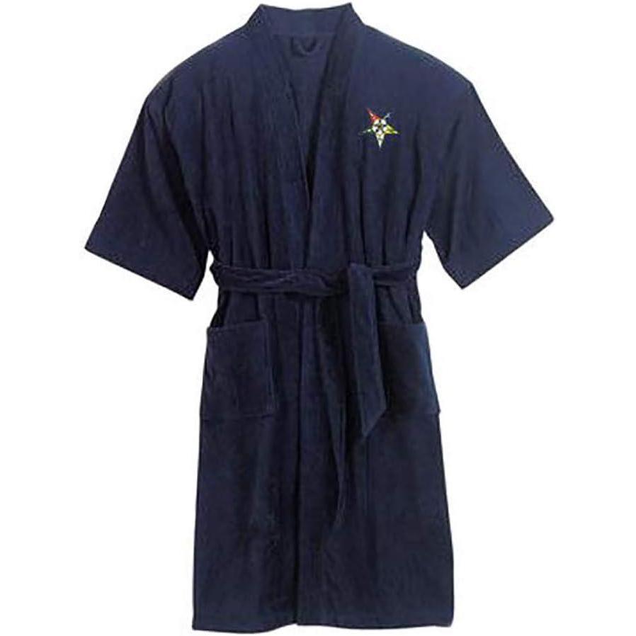 imageGreekgear Order Of Eastern Star Patch Bathrobe Light PinkNavy Blue