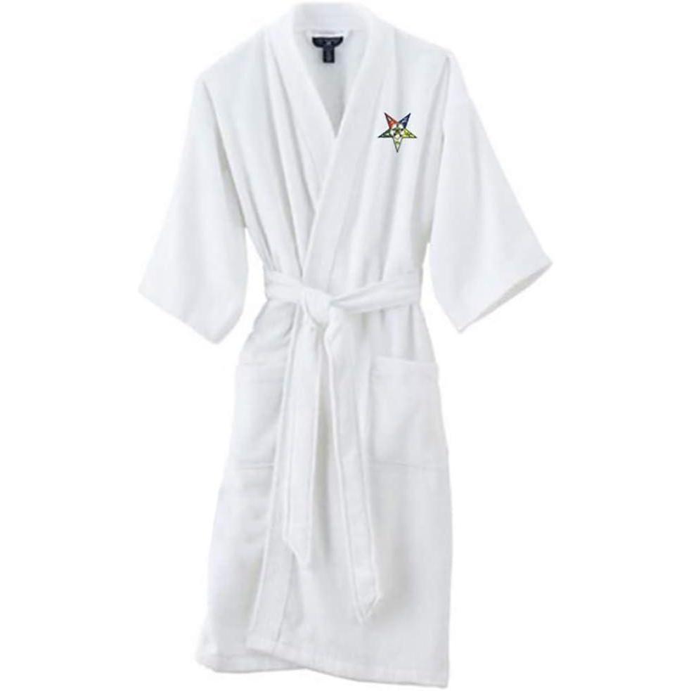 imageGreekgear Order Of Eastern Star Patch Bathrobe Light PinkWhite