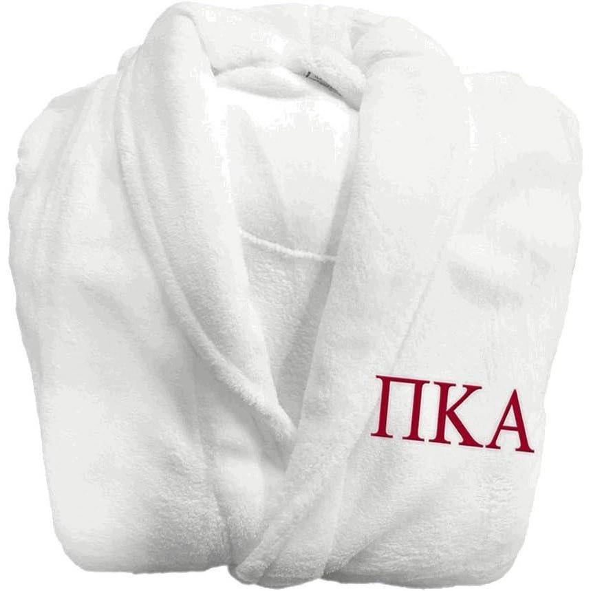 imageGreekgear PI Kappa Alpha Pike Fraternity Lettered Bathrobe WhiteWhite