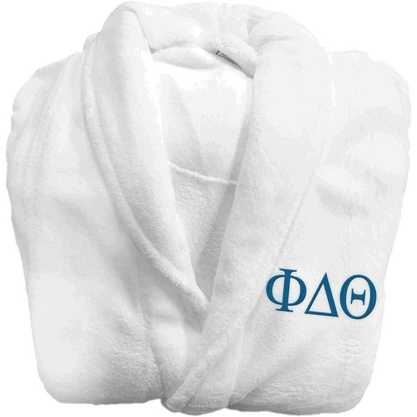 imageGreekgear Phi Delta Theta Fraternity Lettered Bathrobe White
