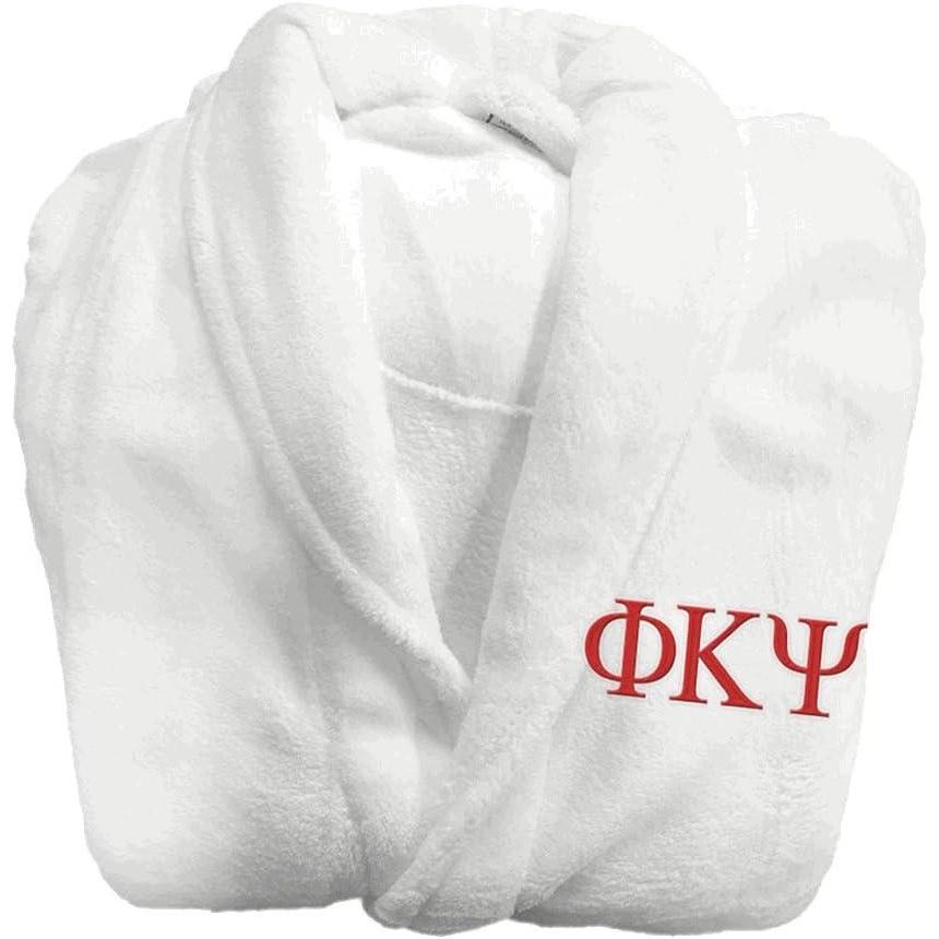 imageGreekgear Phi Kappa Psi Fraternity Lettered Bathrobe WhiteWhite