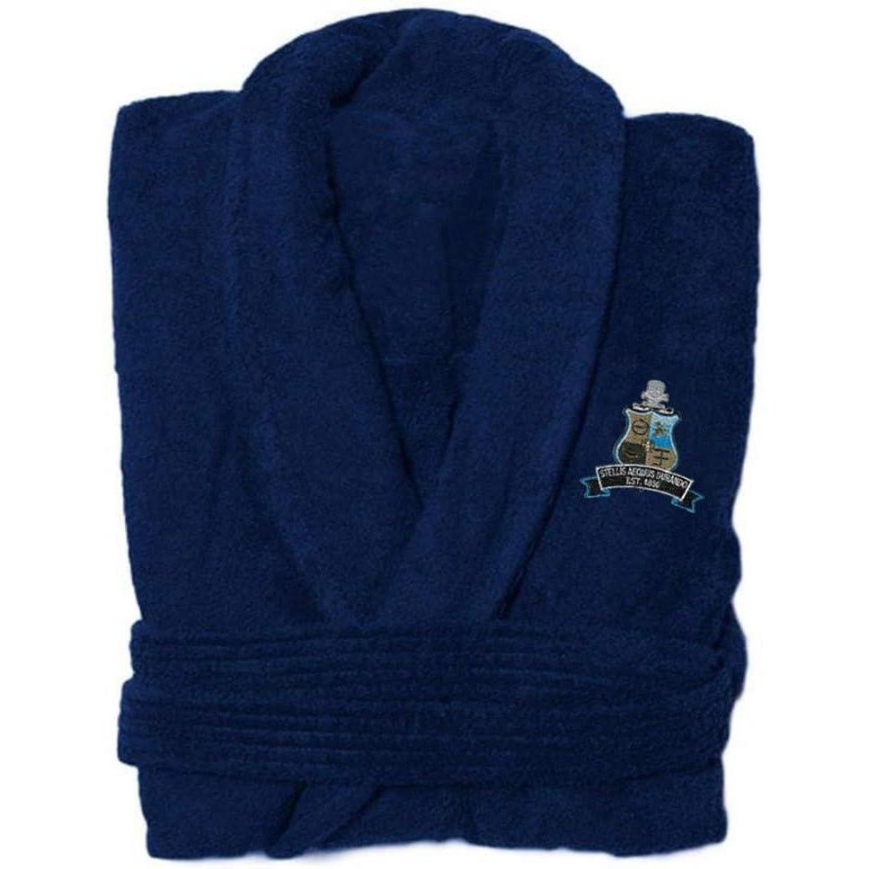 imageGreekgear Phi Kappa Sigma Crest  Shield Bathrobe BlackRoyal Blue