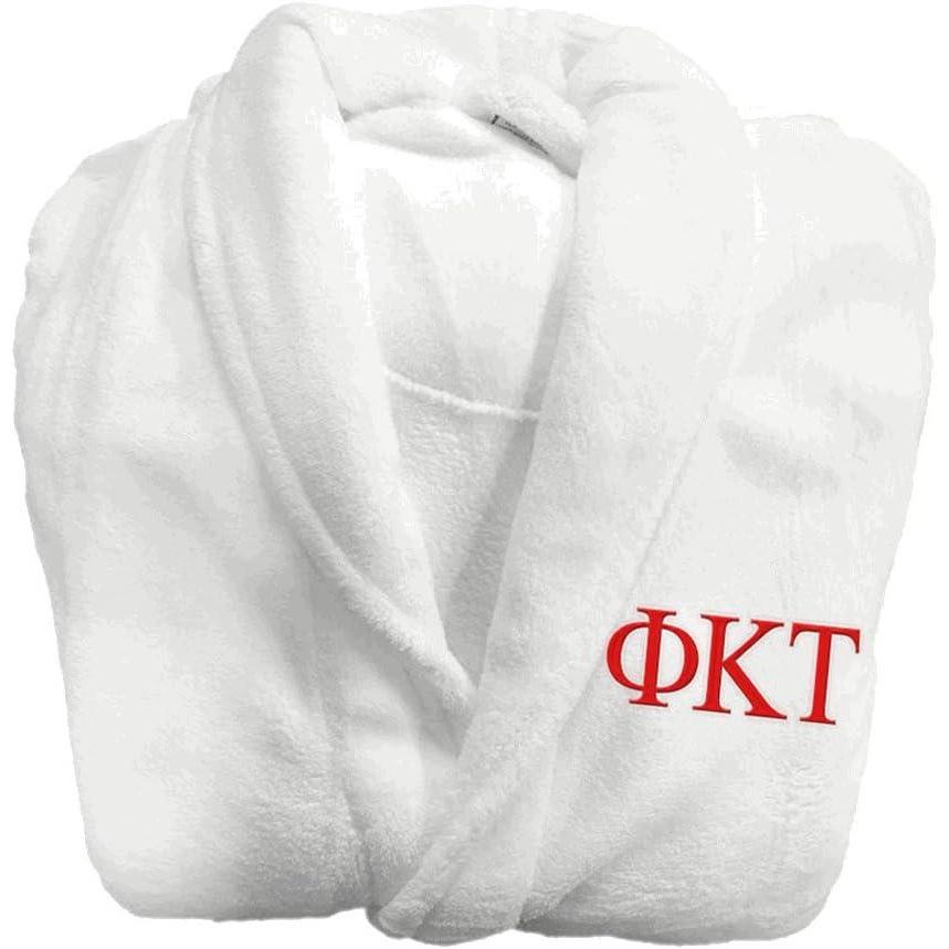 imageGreekgear Phi Kappa Tau Fraternity Lettered Bathrobe WhiteWhite