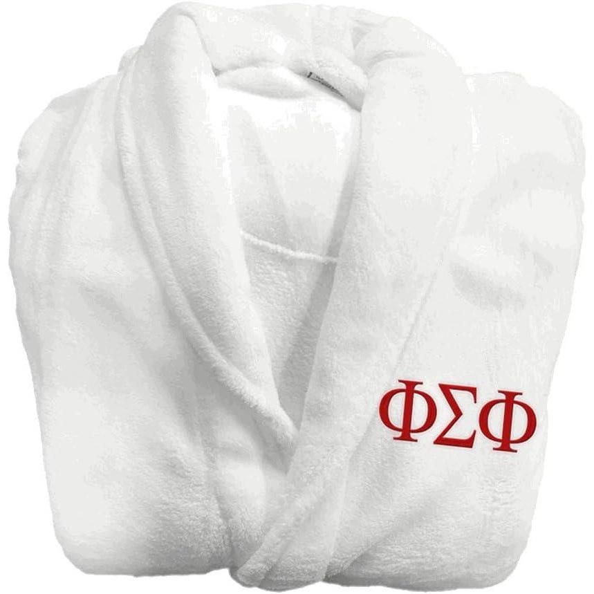 imageGreekgear Phi Sigma Phi Fraternity Lettered Bathrobe White