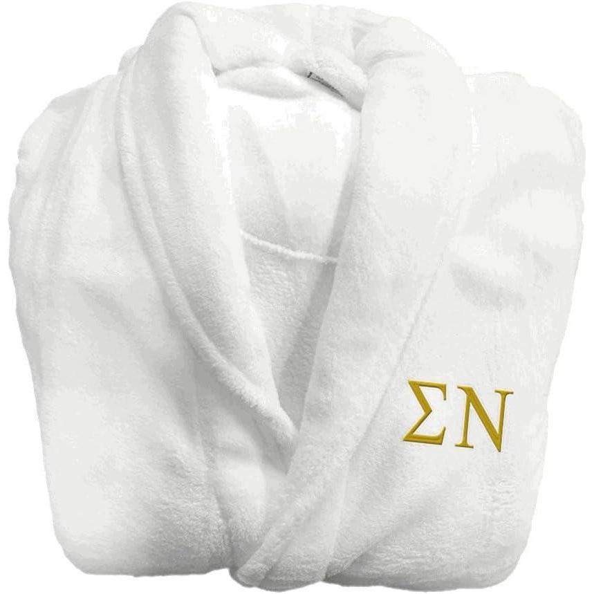 imageGreekgear Sigma Nu Fraternity Lettered Bathrobe WhiteWhite