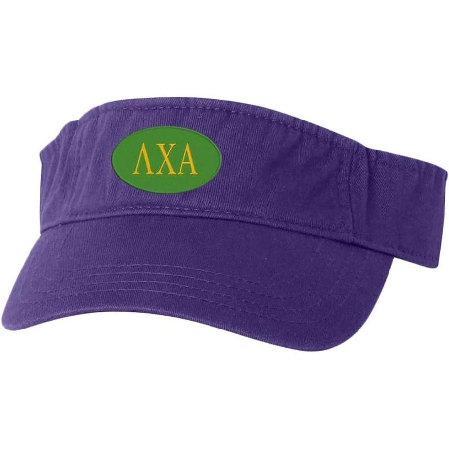imageLambda Chi Alpha Greek Oval Heavy Visor Purple wLight Gold Thread