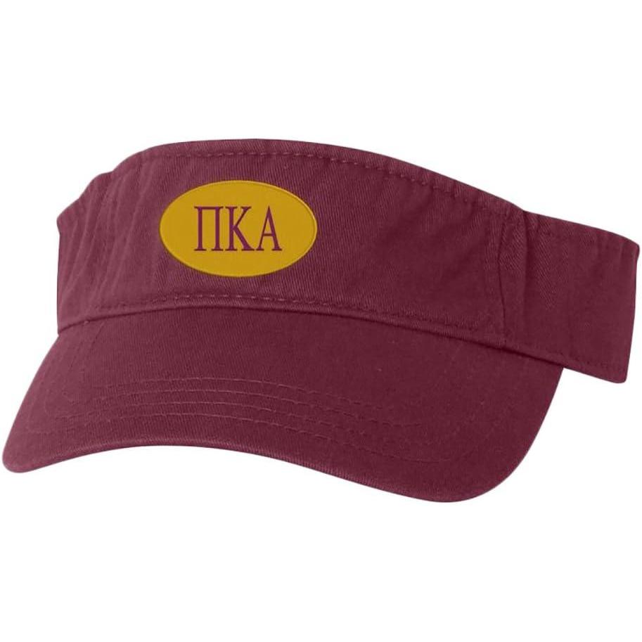 imagePI Kappa Alpha Pike Greek Oval Heavy Visor Maroon wMaroon Thread Color