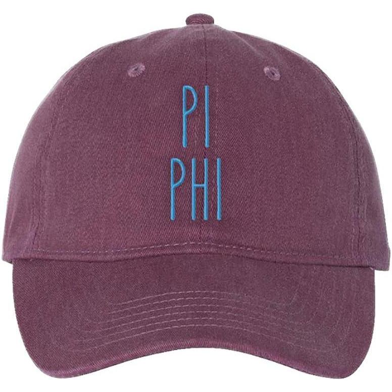 imagePi Beta Phi Mod Pigment Dyed Baseball CapVineyard WLight Blue Thread Color