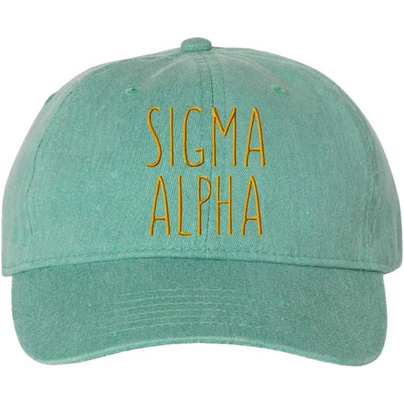 imageSigma Alpha Mod Pigment Dyed Baseball CapSeafoam WLight Gold Thread Color