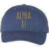 Alpha Xi Delta Mod Pigment Dyed Baseball Cap(Navy W/Old Gold Thread Color)
