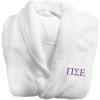 Greekgear Pi Sigma Epsilon Lettered Bathrobe White w/Purple Imprint Color