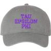 Greekgear Tau Epsilon Phi Pigment Dyed Baseball Cap(Grey W/Purple Thread Color)
