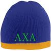 Lambda Chi Alpha Two Tone Knit Beanie Purple/Gold