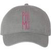Phi Mu Mod Pigment Dyed Baseball Cap(Grey W/Hot Pink Thread Color)