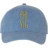 Phi Sigma Sigma Mod Pigment Dyed Baseball Cap(Blue Jean W/Light Gold Thread Color)
