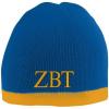 Zeta Beta Tau ZBT Two Tone Knit Beanie Royal/Gold