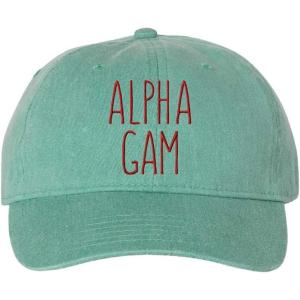 Alpha Gamma Delta Mod Pigment Dyed Baseball Cap(Seafoam W/Maroon Thread Color)
