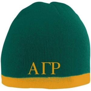 Alpha Gamma Rho Two Tone Knit Beanie Dark Green/Gold