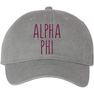 Alpha Phi Mod Pigment Dyed Baseball Cap(Grey W/Maroon Thread Color)
